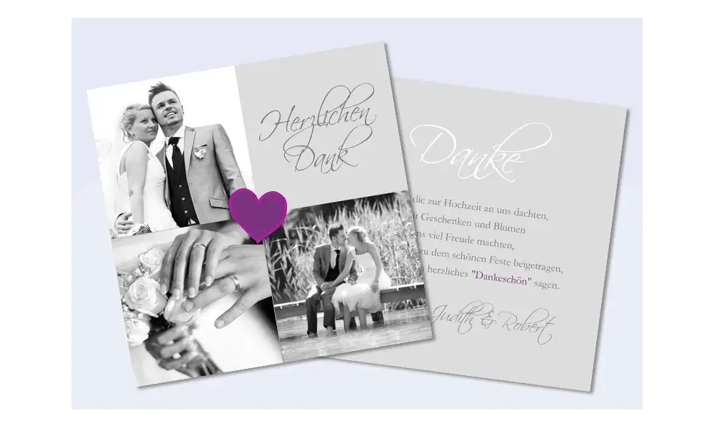 Danksagungskarte Hochzeit, Karte Hochzeit "black & white"