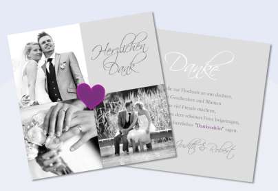 Danksagungskarte Hochzeit, Karte Hochzeit "black & white"