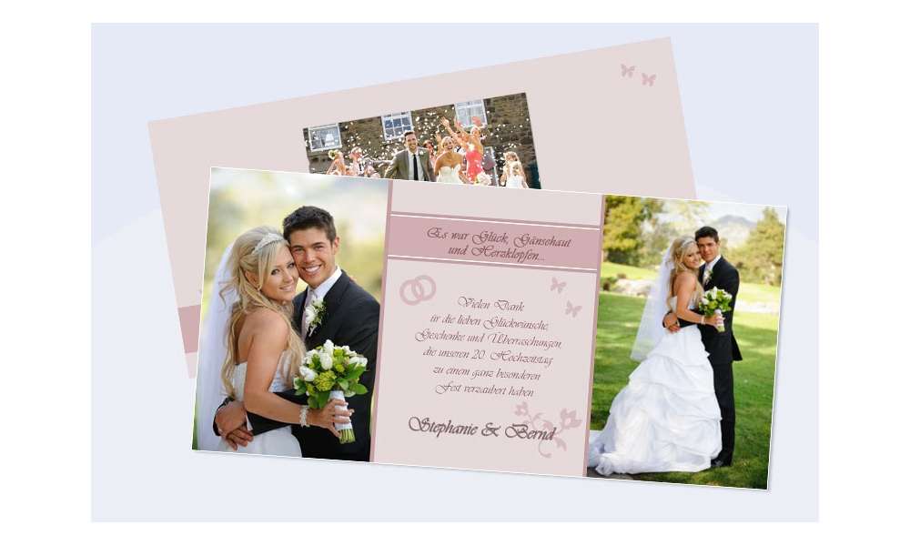 Danksagungskarte, Karte Hochzeit, rosa Zauber
