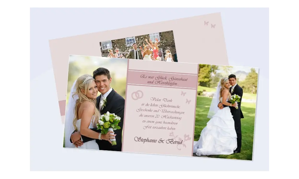 Danksagungskarte, Karte Hochzeit, rosa Zauber