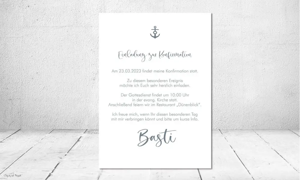 Einladungskarten Konfirmation ohne Foto