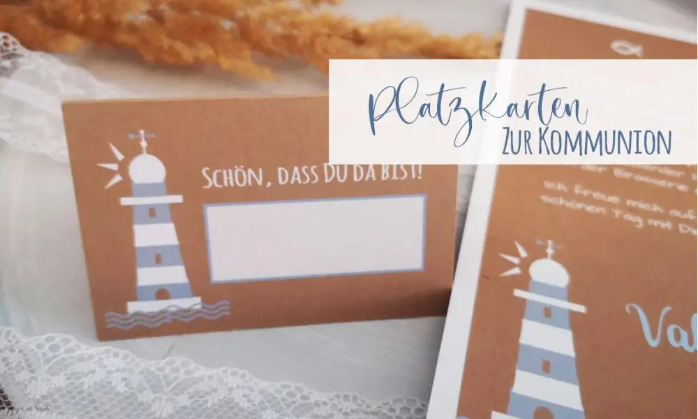 Platzkarte Tischkarte Kommunion Konfirmation Vintage Kraftpapier Leuchtturm