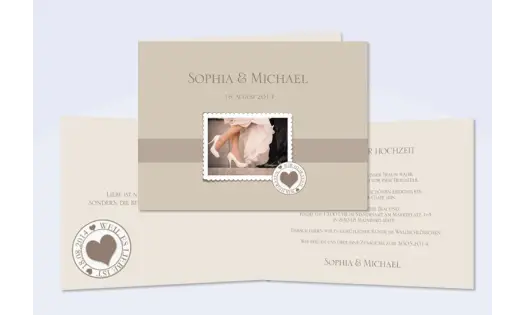 Einladungskarte Hochzeit, Klappkarte A6, Rosenblüten creme