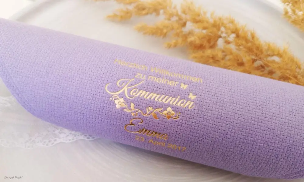 Servietten flieder lila Kommunion Konfirmation mit Name