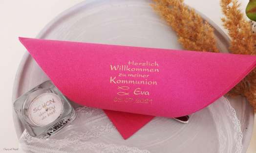 Servietten Kommunion pink rosa mit Name