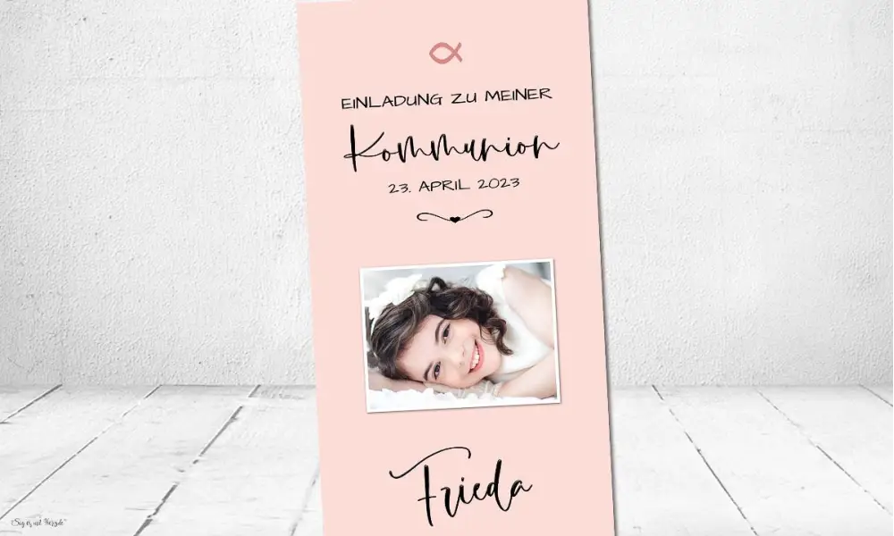 Einladungskarten Kommunion rose