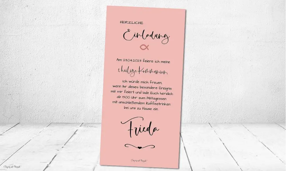 Einladungskarten Kommunion rose