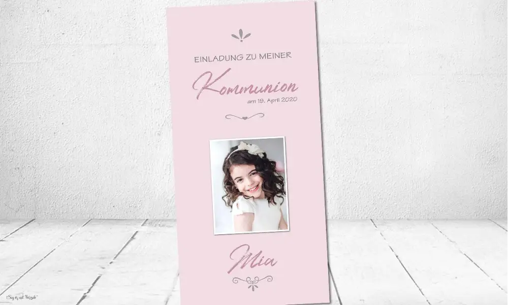 Einladungskarten Kommunion rose