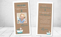 Einladungskarten Kommunion  Kraftpapier für Mädchen