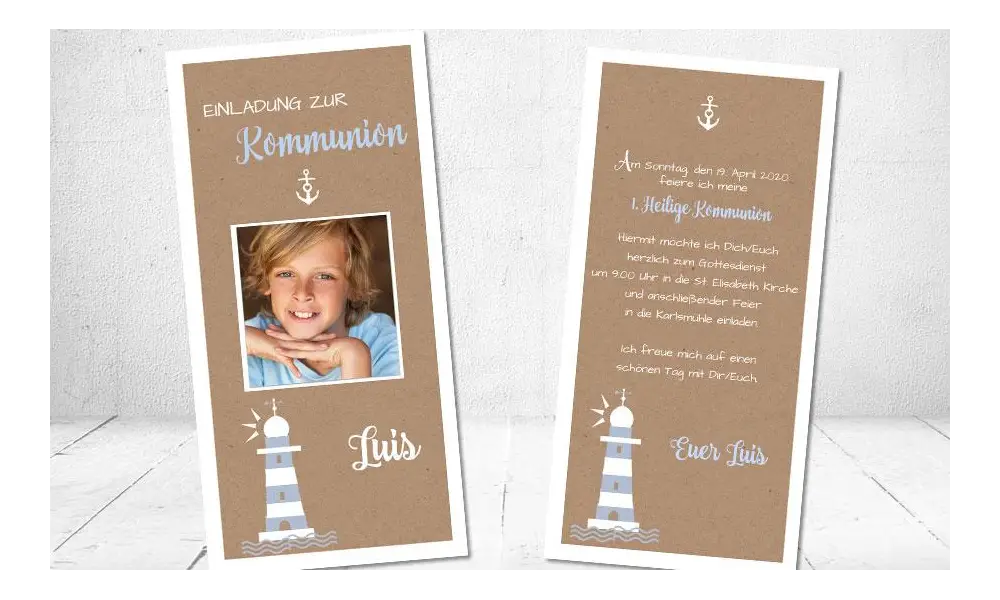 Einladungskarten Kommunion Leuchtturm