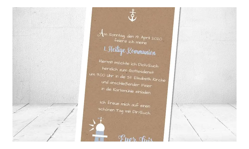 Einladungskarten Kommunion Leuchtturm