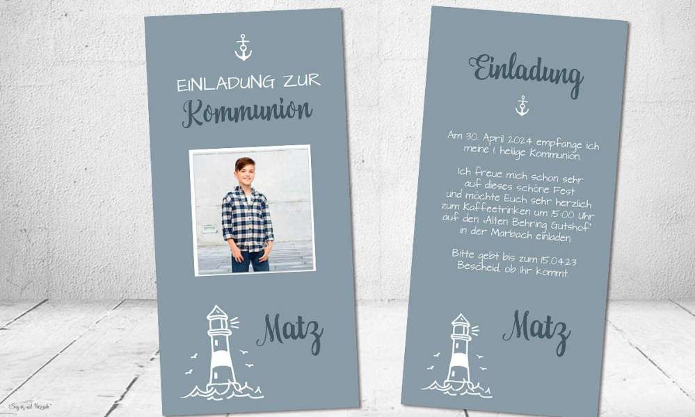 Einladungskarten Konfirmation Leuchtturm