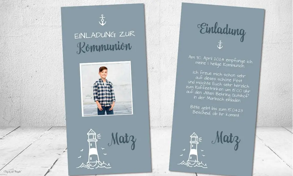 Einladungskarten Konfirmation Leuchtturm
