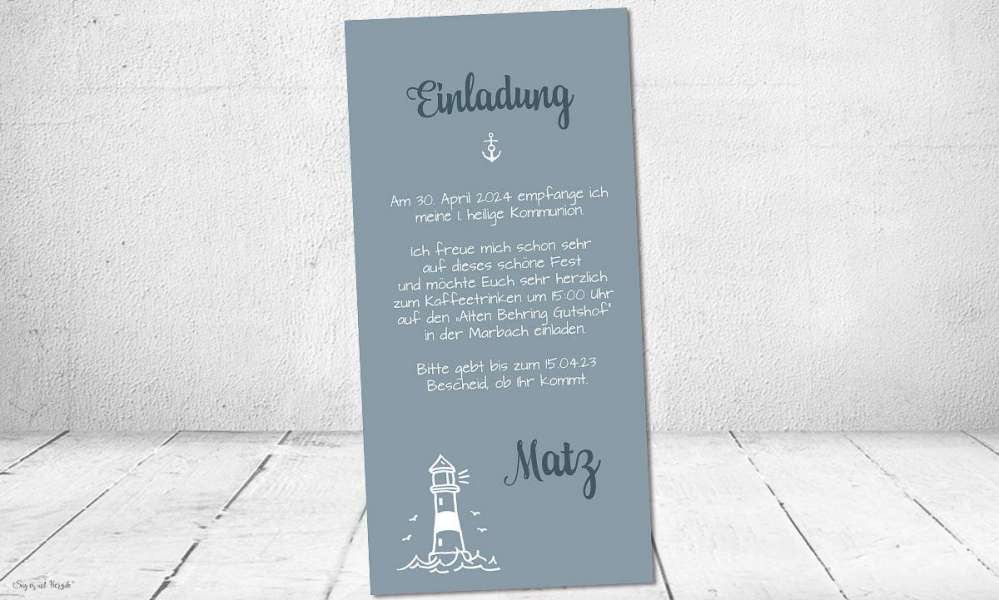 Einladungskarten Konfirmation Leuchtturm
