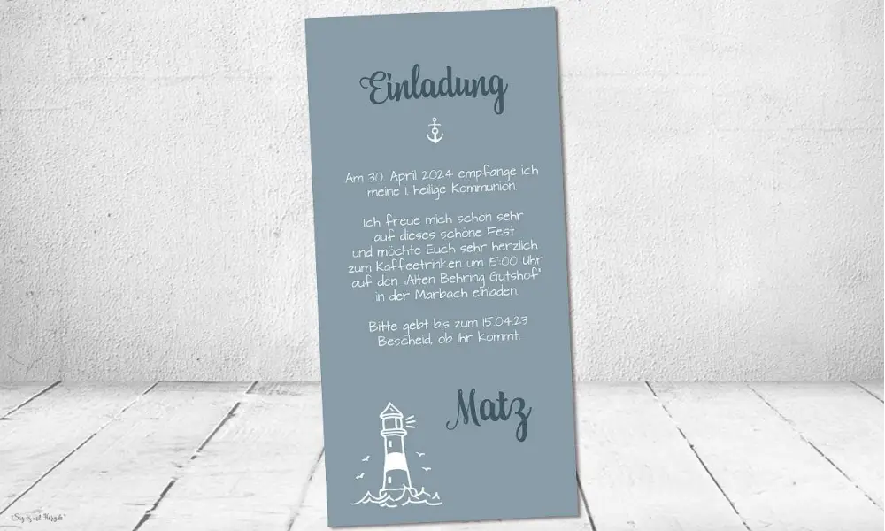 Einladungskarten Konfirmation Leuchtturm