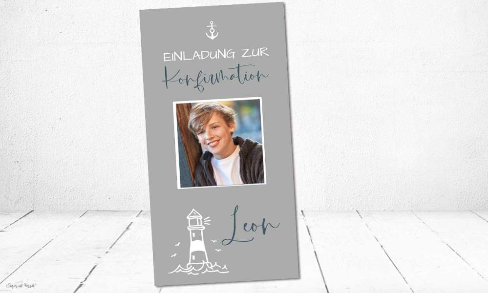 Einladungskarten Konfirmation Leuchtturm