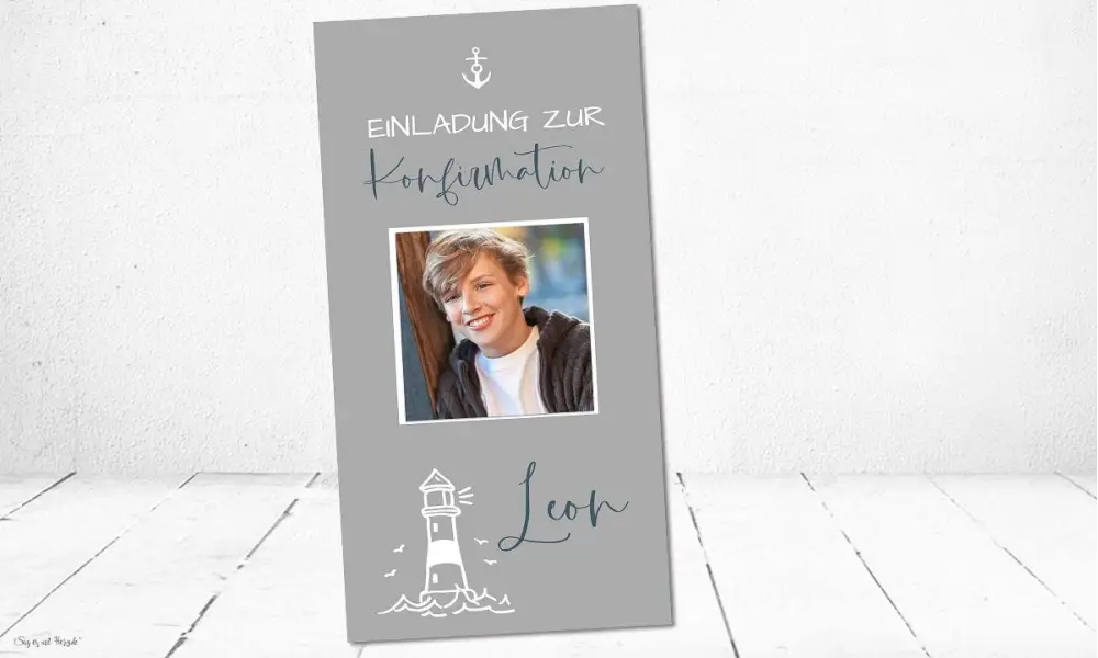 Einladungskarten Konfirmation Leuchtturm