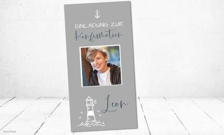 Einladungskarten Konfirmation Leuchtturm