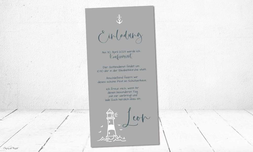 Einladungskarten Konfirmation Leuchtturm