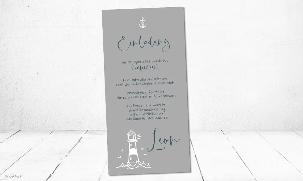 Einladungskarten Konfirmation Leuchtturm