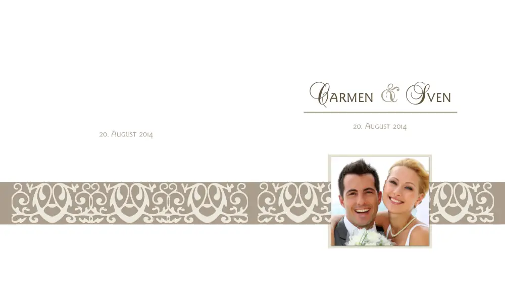 Einladung Hochzeit "braungraue Ranke", Klappkarte Quadrat 