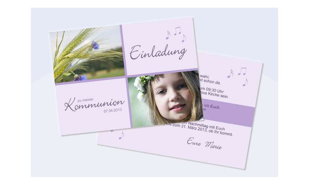 Einladungskarte Konfirmation Kommunion flieder