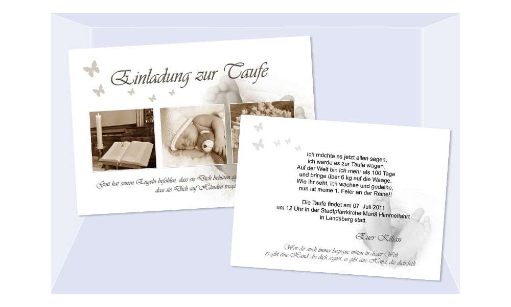Einladung Taufe "Kilian", Taufeinladung, Postkarte, braun