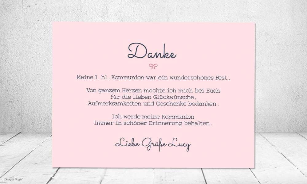 Danksagung Kommunion rosa Fotokarten