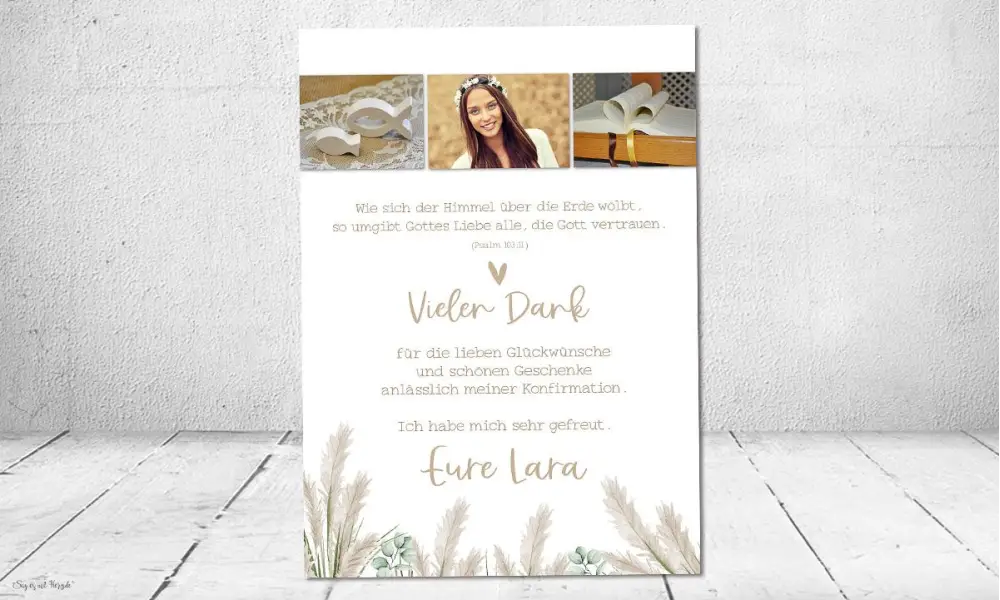 Danksagung Konfirmation Boho