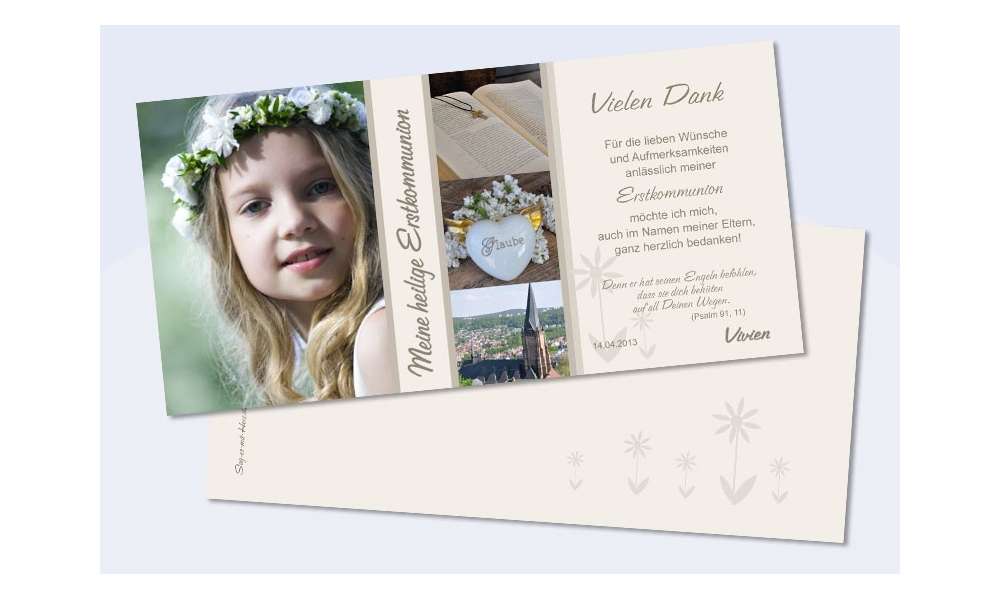 Danksagungskarte Konfirmation Kommunion, creme Danksagungskarte Konfirmation Kommunion, creme