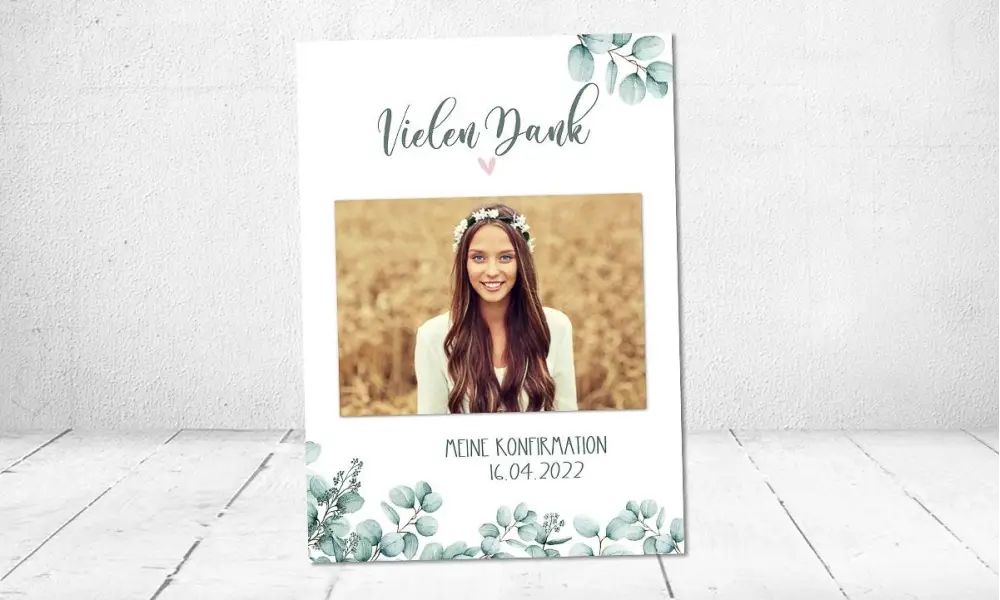 Danksagung Konfirmation Fotokarte Eukalyptus