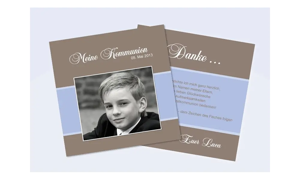 Einladungskarte Kommunion / Konfirmation - quadratisch