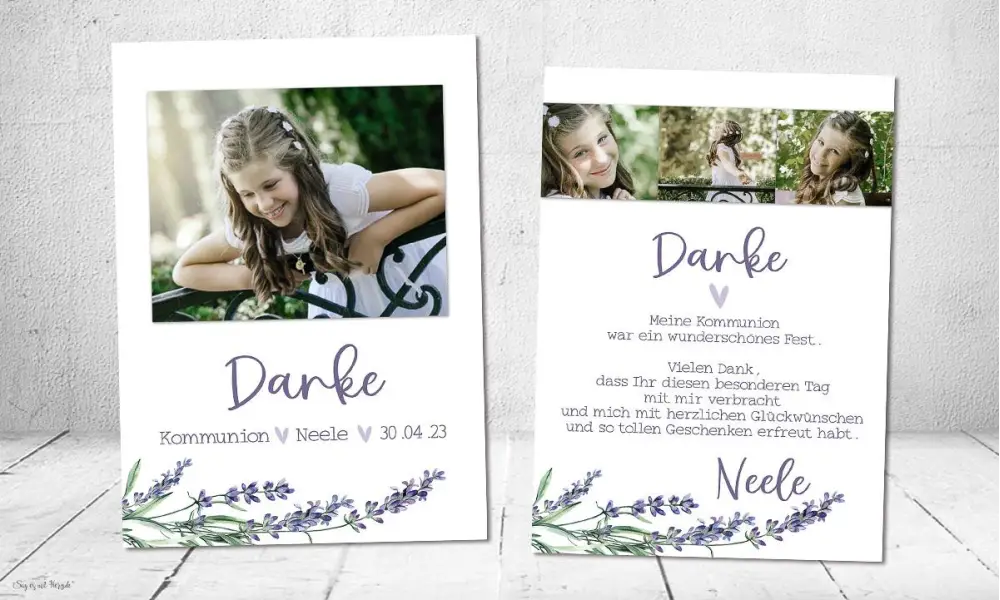 Dankeskarten Kommunion, Danksagung Konfirmation, mit Foto, Fotokarten