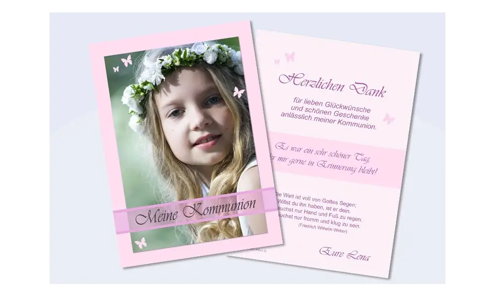 Danksagungskarte Konfirmation Kommunion, beige