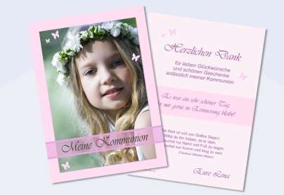 Danksagungskarte Konfirmation Kommunion, beige