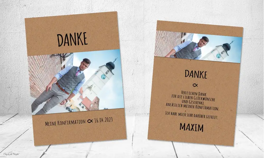 Dankeskarten Kommunion, Danksagung Konfirmation, mit Foto, Fotokarten