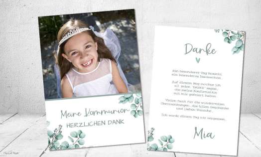 Dankeskarten Kommunion, Danksagung Konfirmation, mit Foto, Fotokarten