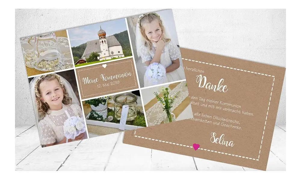 Dankeskarten Kommunion, Danksagung Konfirmation, mit Foto, Fotokarten
