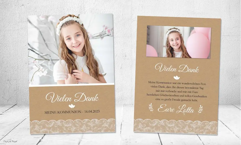 Dankeskarten Kommunion, Danksagung Konfirmation, mit Foto, Fotokarten