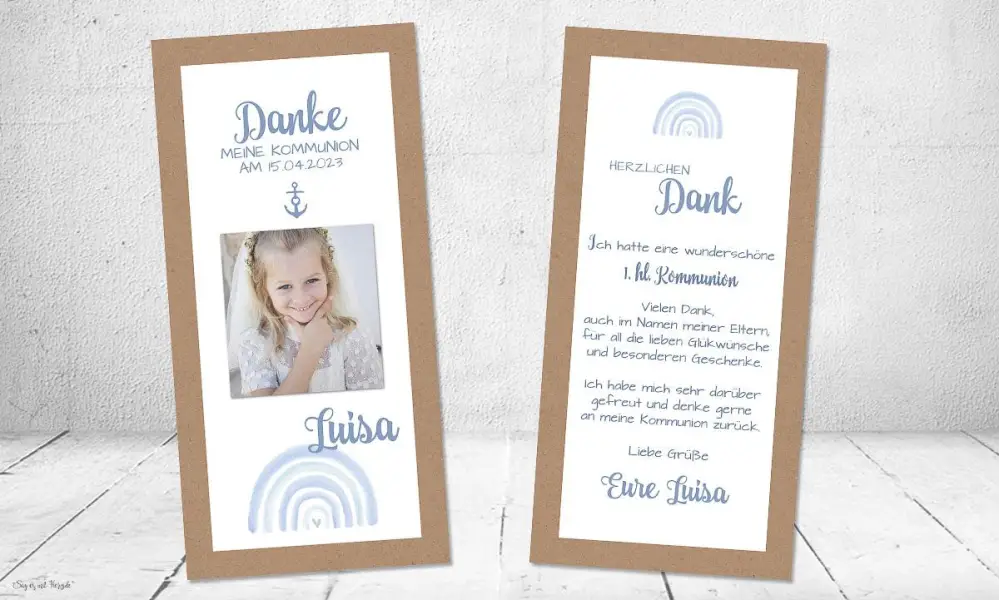 Dankeskarten Kommunion, Danksagung Konfirmation, mit Foto, Fotokarten