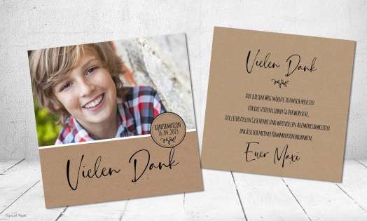 Dankeskarten Kommunion, Danksagung Konfirmation, mit Foto, Fotokarten