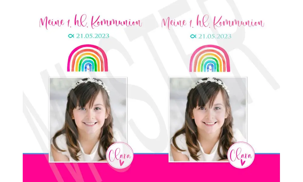 Regenbogen, Windlicht Lichthülle Kommunion, Konfirmation, mit Foto, Tischdekoration