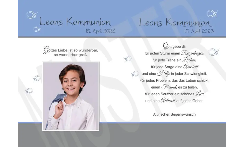 Windlicht Lichthülle Kommunion, Konfirmation, mit Foto, Tischdekoration, Fisch