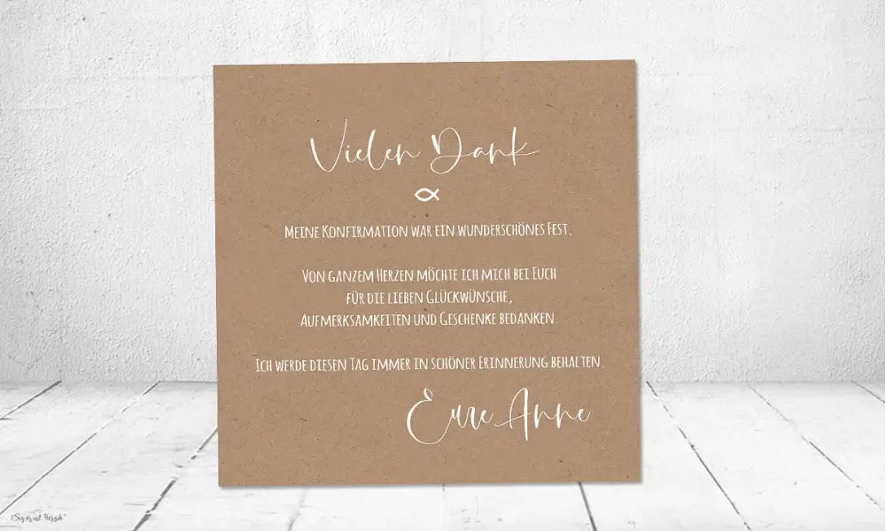 Danksagungskarten Konfirmation Kraftpapier