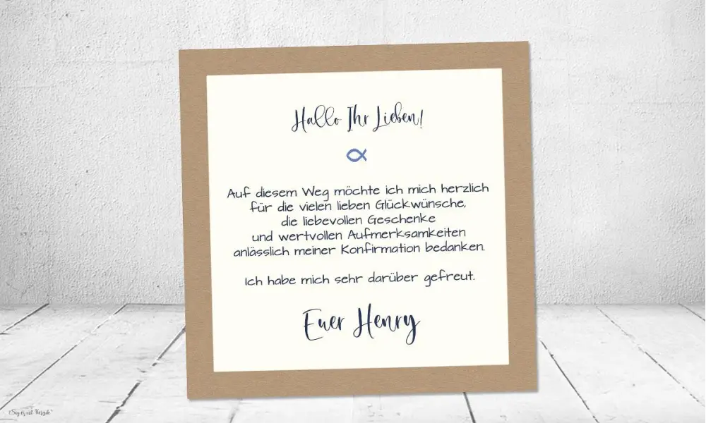 Dankeskarten Konfirmation Kraftpapier dunkelblau