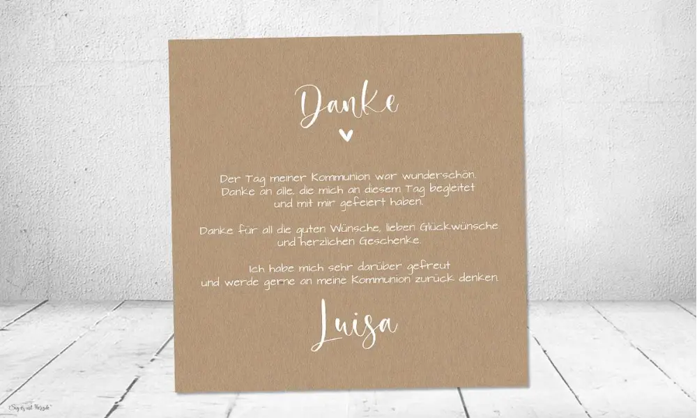 Danksagungskarten Kommunion, viele Fotos, Kraftpapier, Mädchen