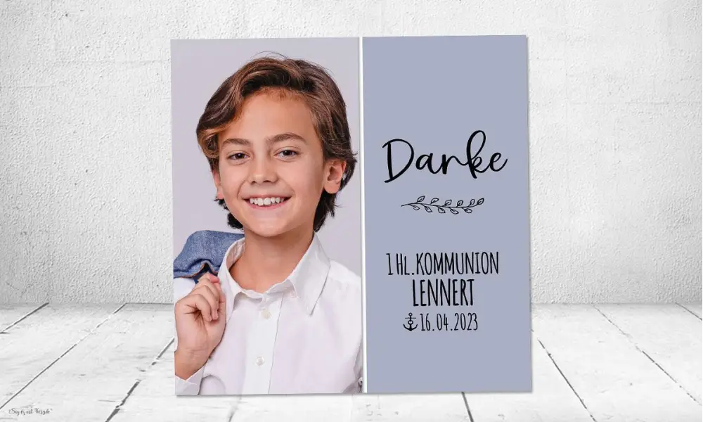 Danksagung Kommunion taube mit Foto