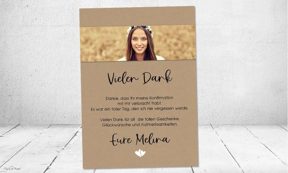 Danksagung Konfirmation modern Kraftpapier