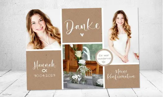 Dankeskarte Konfirmation Kraftpapier Mädchen