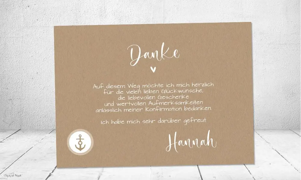 Dankeskarte Konfirmation Kraftpapier Mädchen